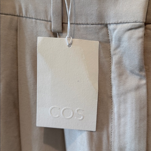 NWT COS Wide-Leg Tailored Relaxed Trousers Beige Wide-Leg Cotton 8 - Picture 10 of 13